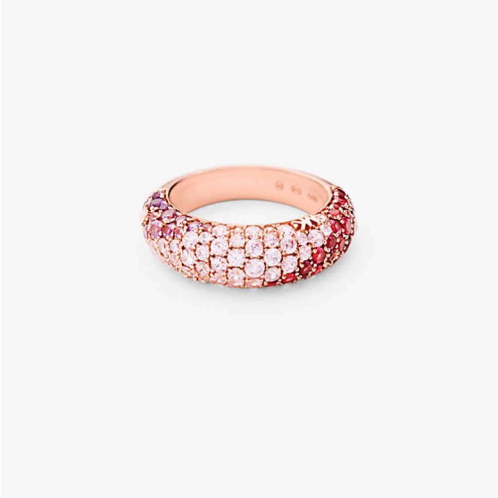 New - Michael Kors -14K Rose Gold-Plated Ombré Pavé Ring Size 6